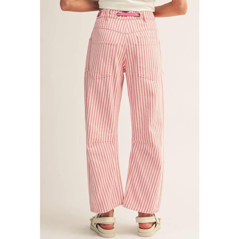 Pink Stripe Barrel Pants