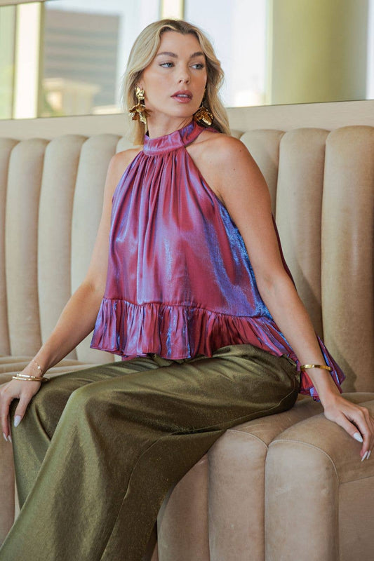 Ruffle Halter Top | Rust