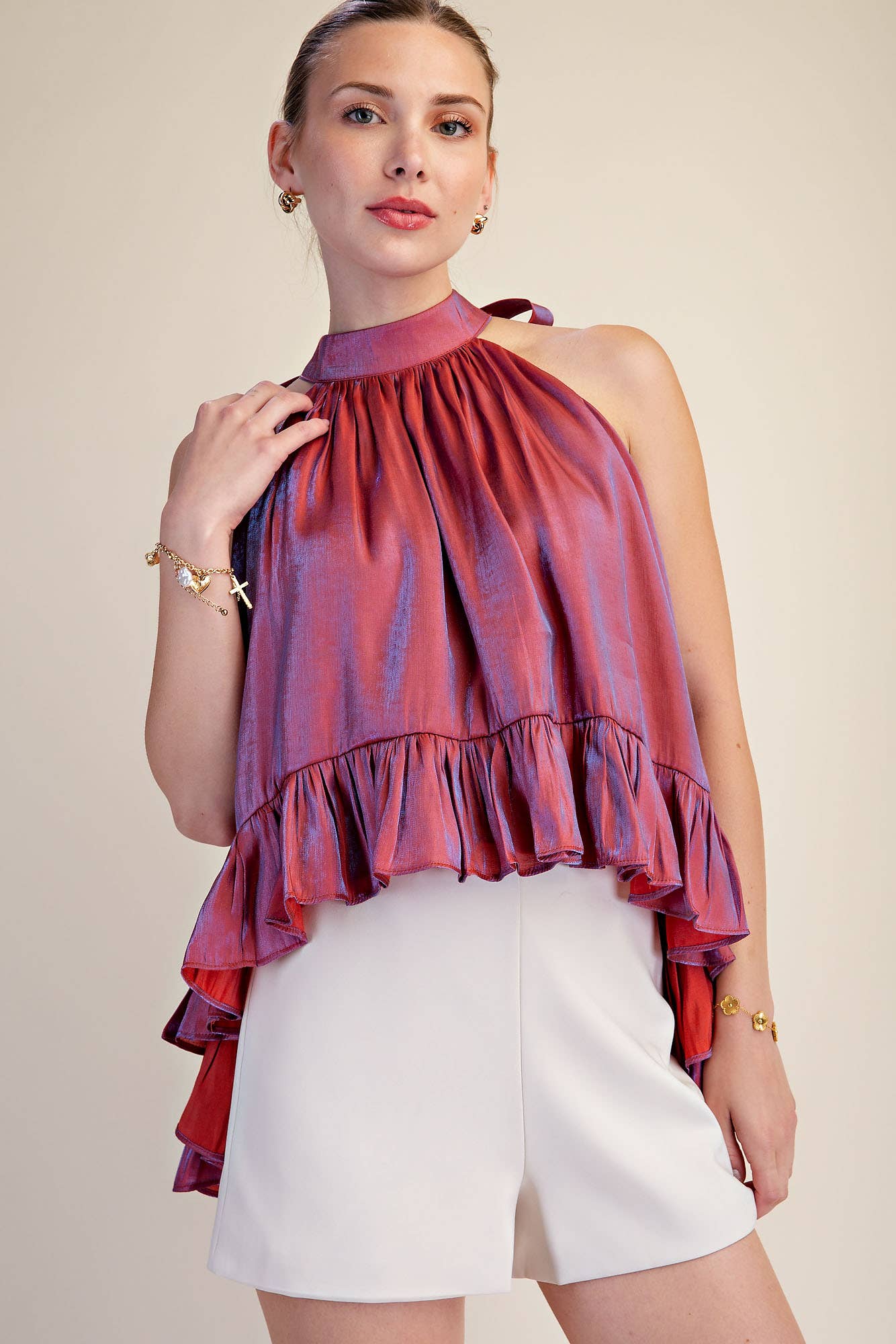 Ruffle Halter Top | Rust