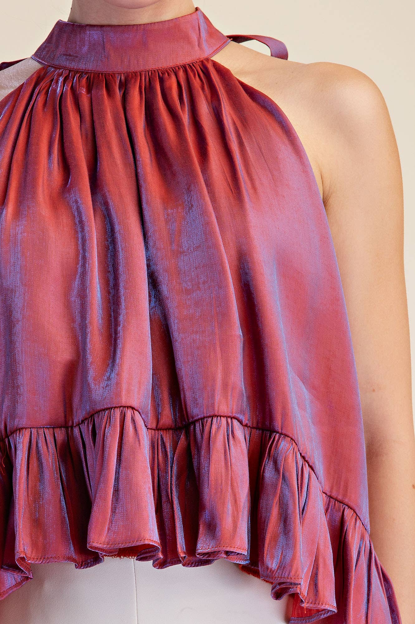 Ruffle Halter Top | Rust