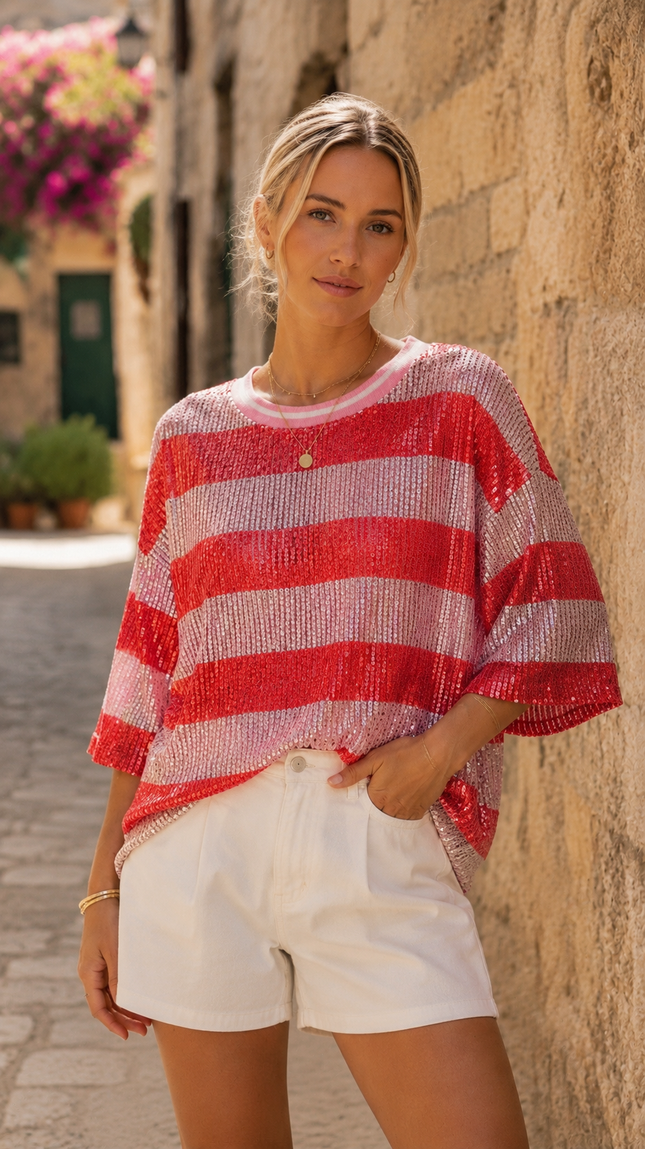 Sequin Top | Coral