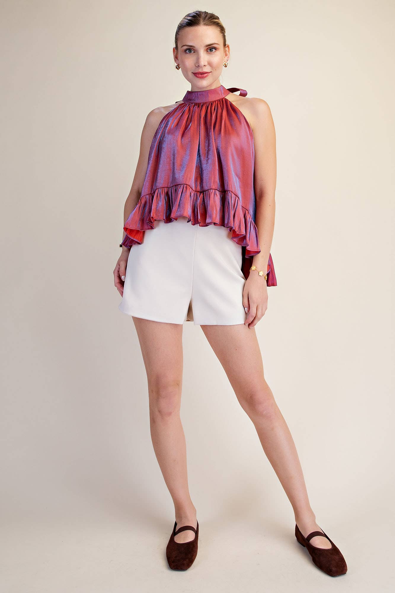 Ruffle Halter Top | Rust