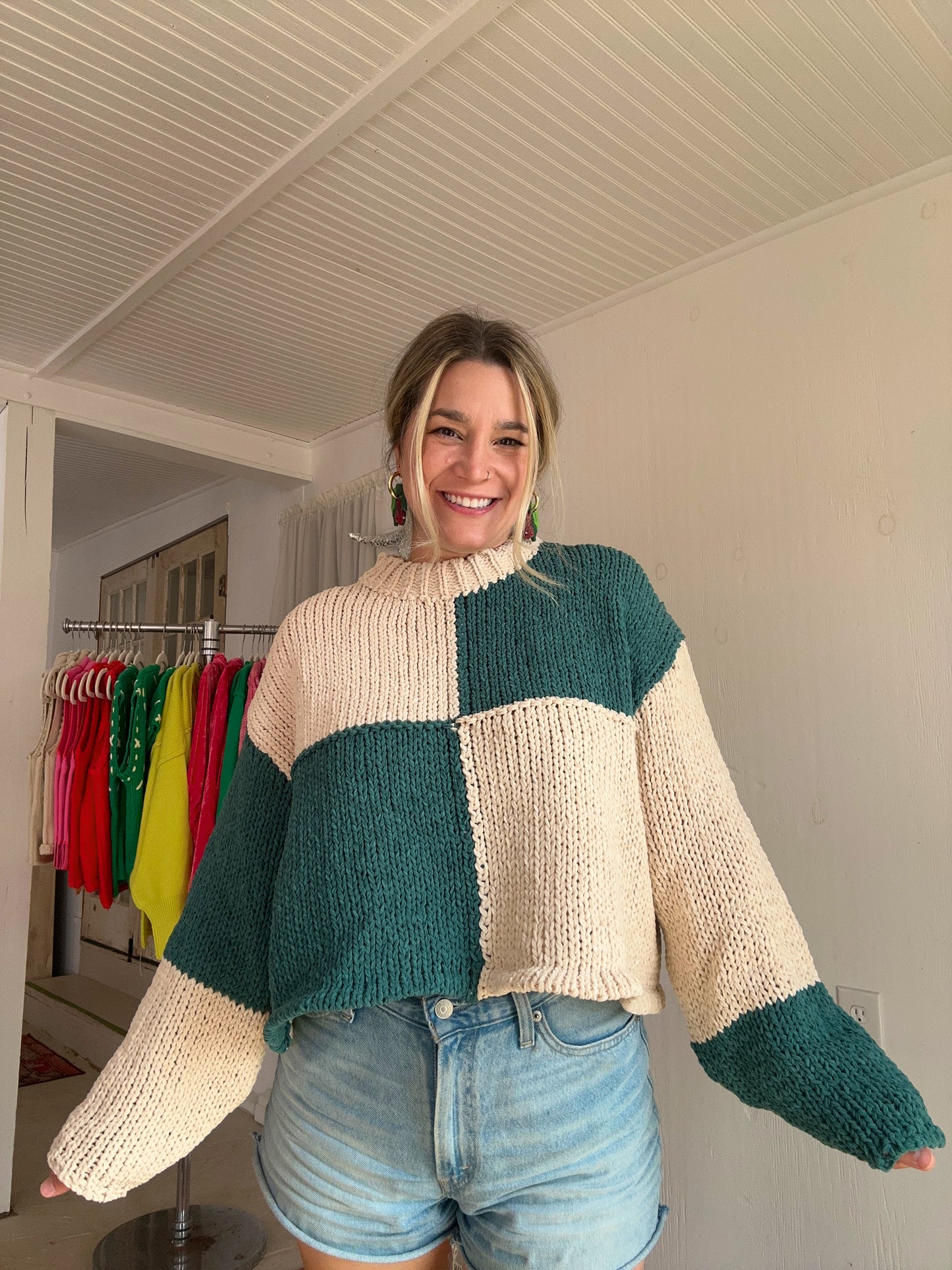 Green Checkered Sweater