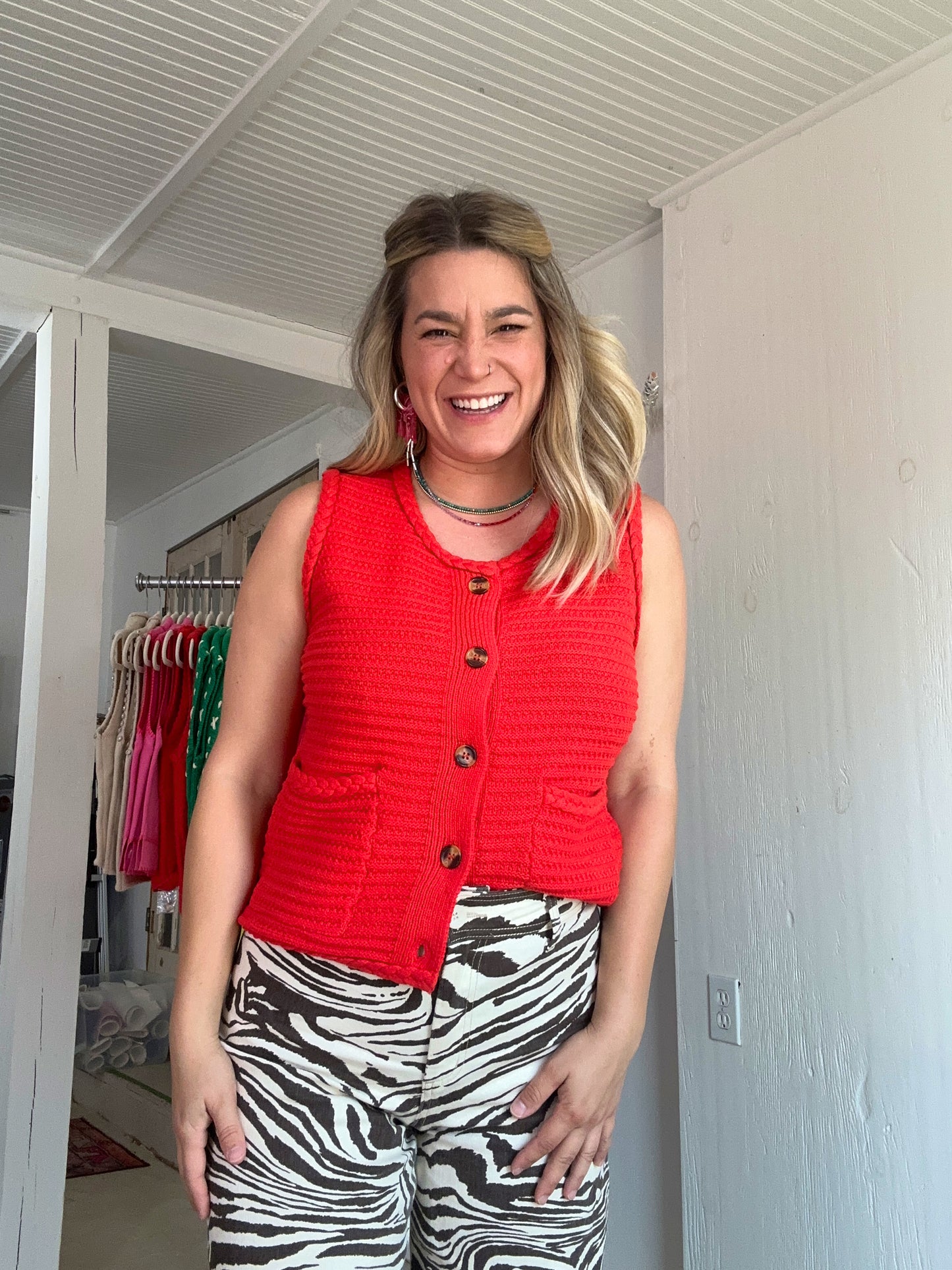 Red Orange Sweater Vest