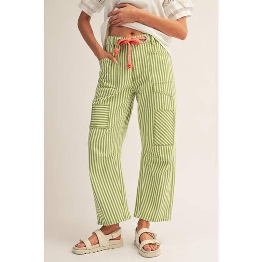 Lime Stripe Barrel Pants