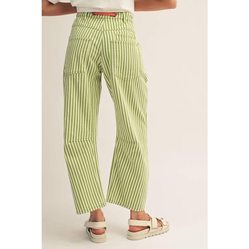 Lime Stripe Barrel Pants