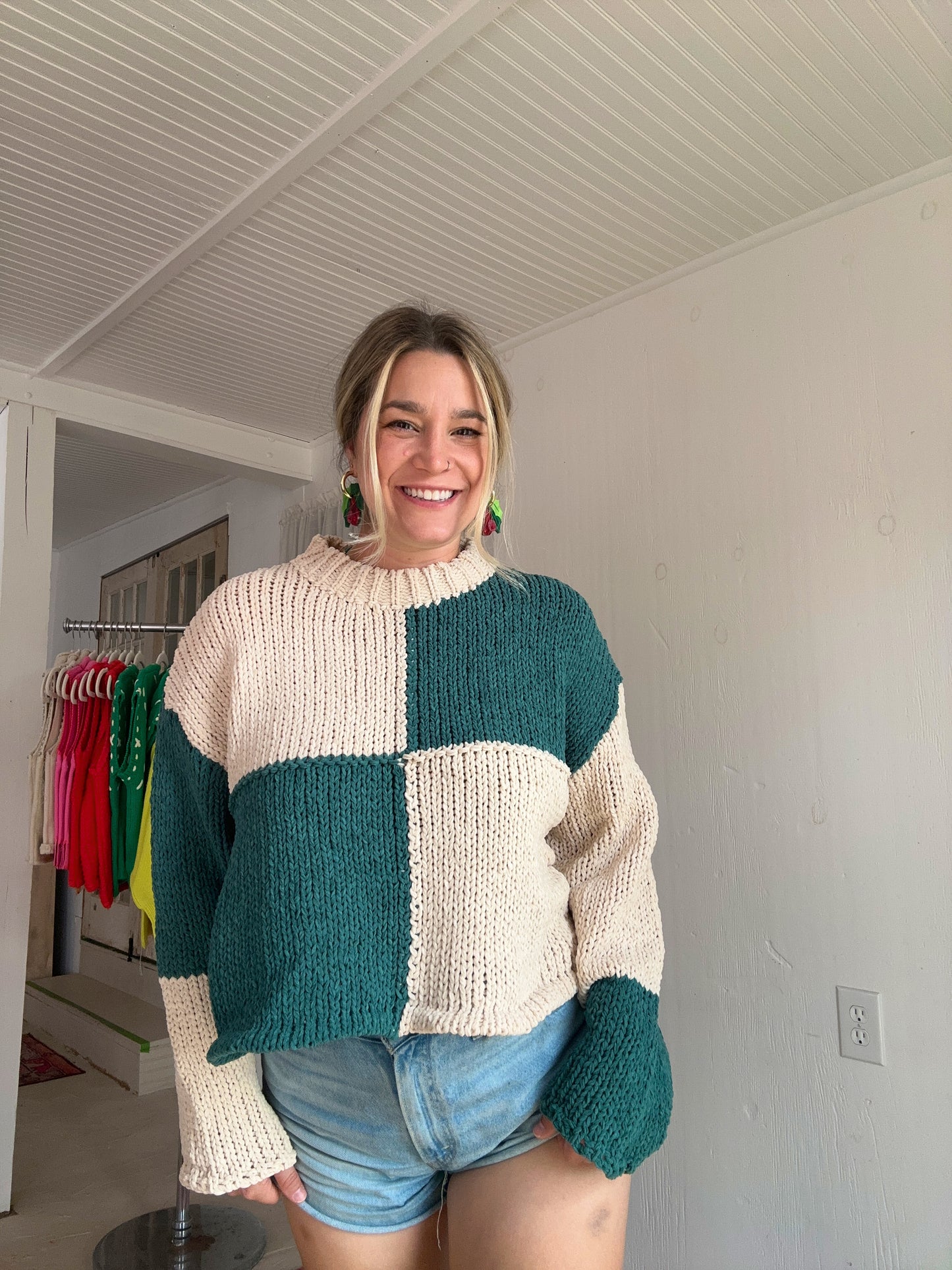 Green Checkered Sweater