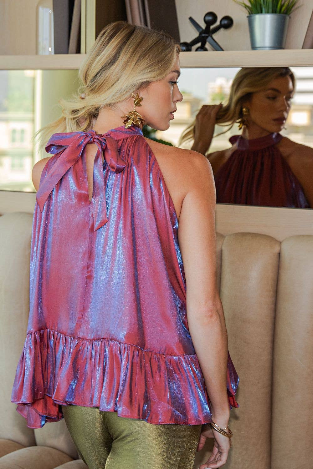 Ruffle Halter Top | Rust