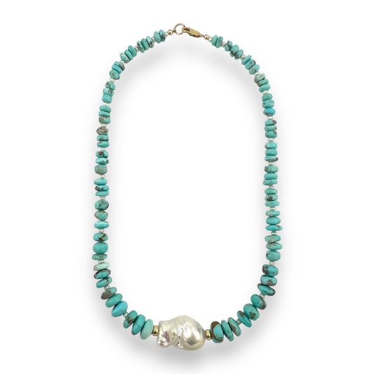 Sleeping Beauty Arizona Turquoise with Baroque Pearl