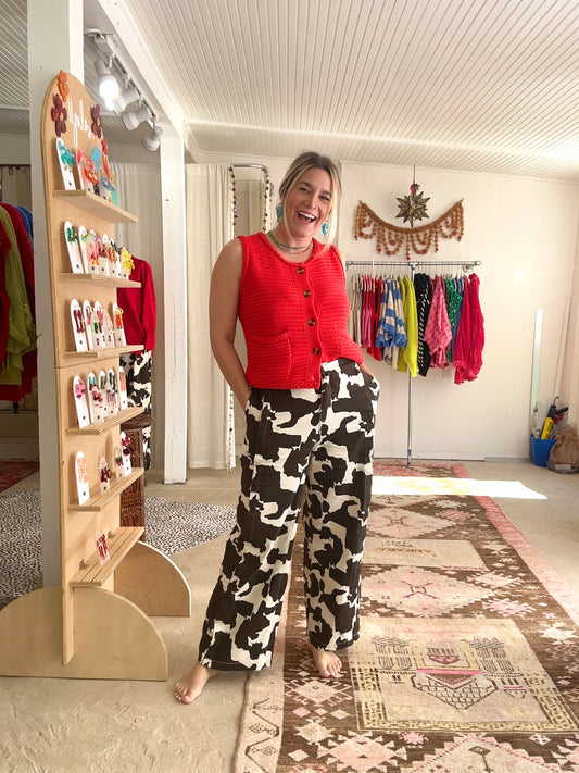 Cow Print High Waisted Pants