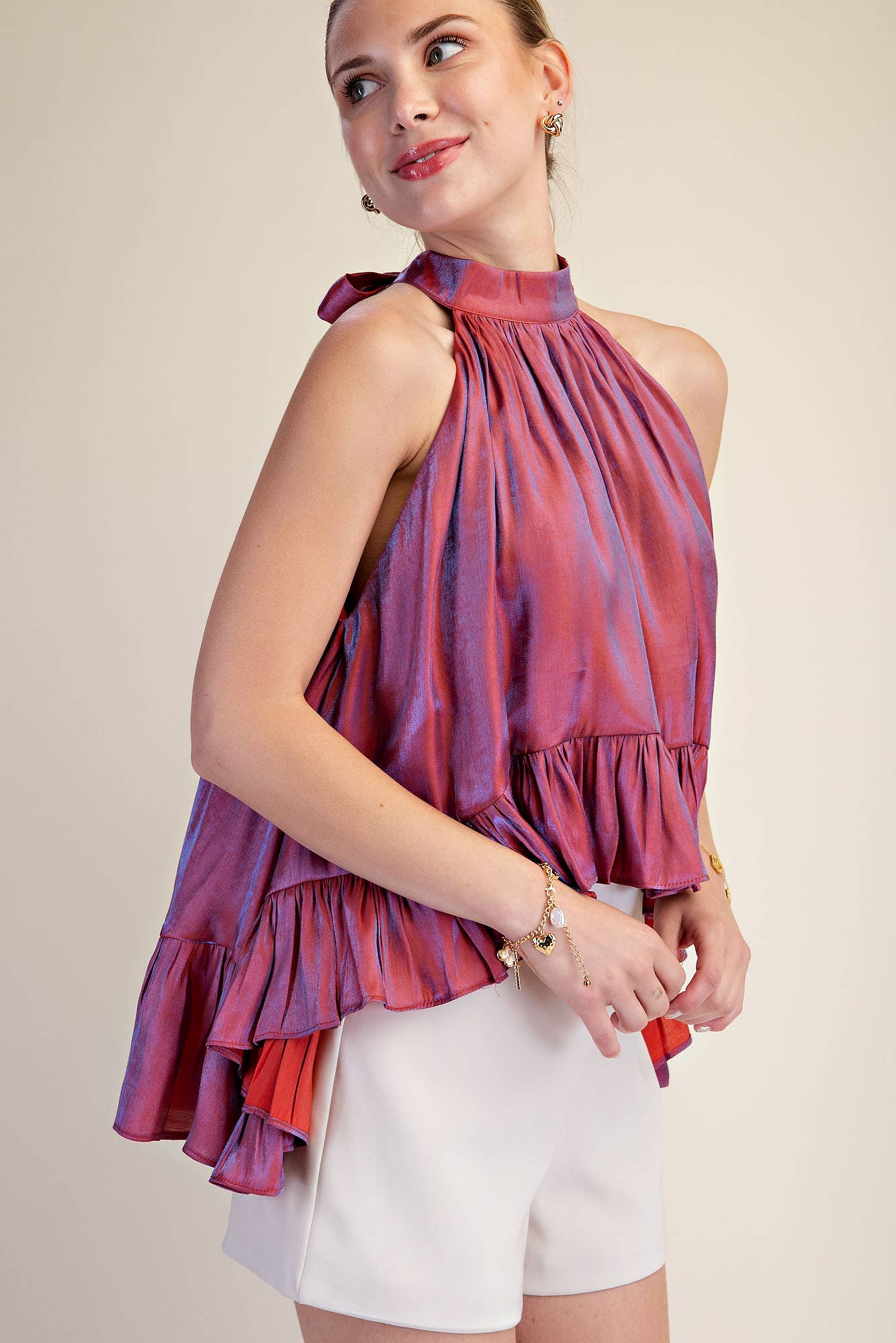 Ruffle Halter Top | Rust