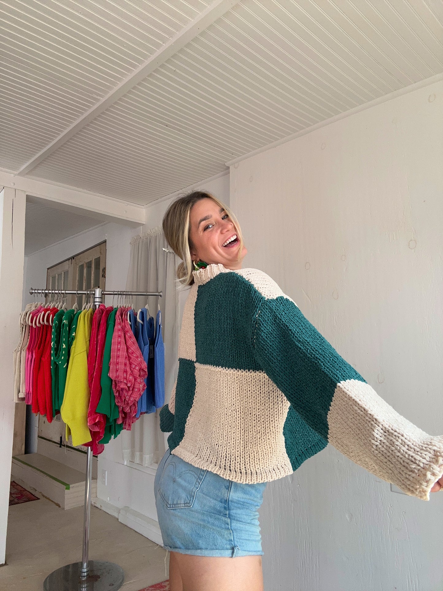 Green Checkered Sweater