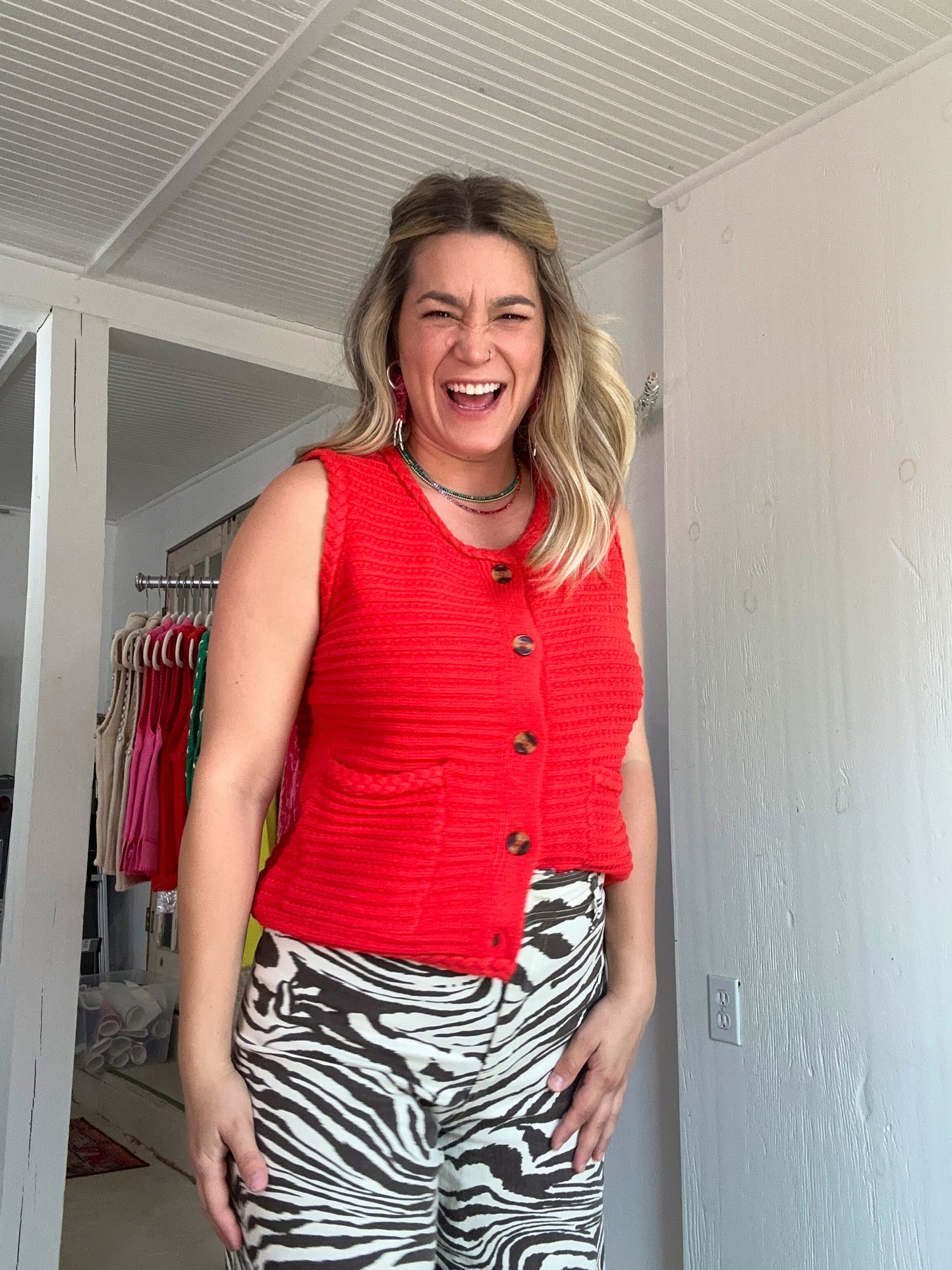 Red Orange Sweater Vest