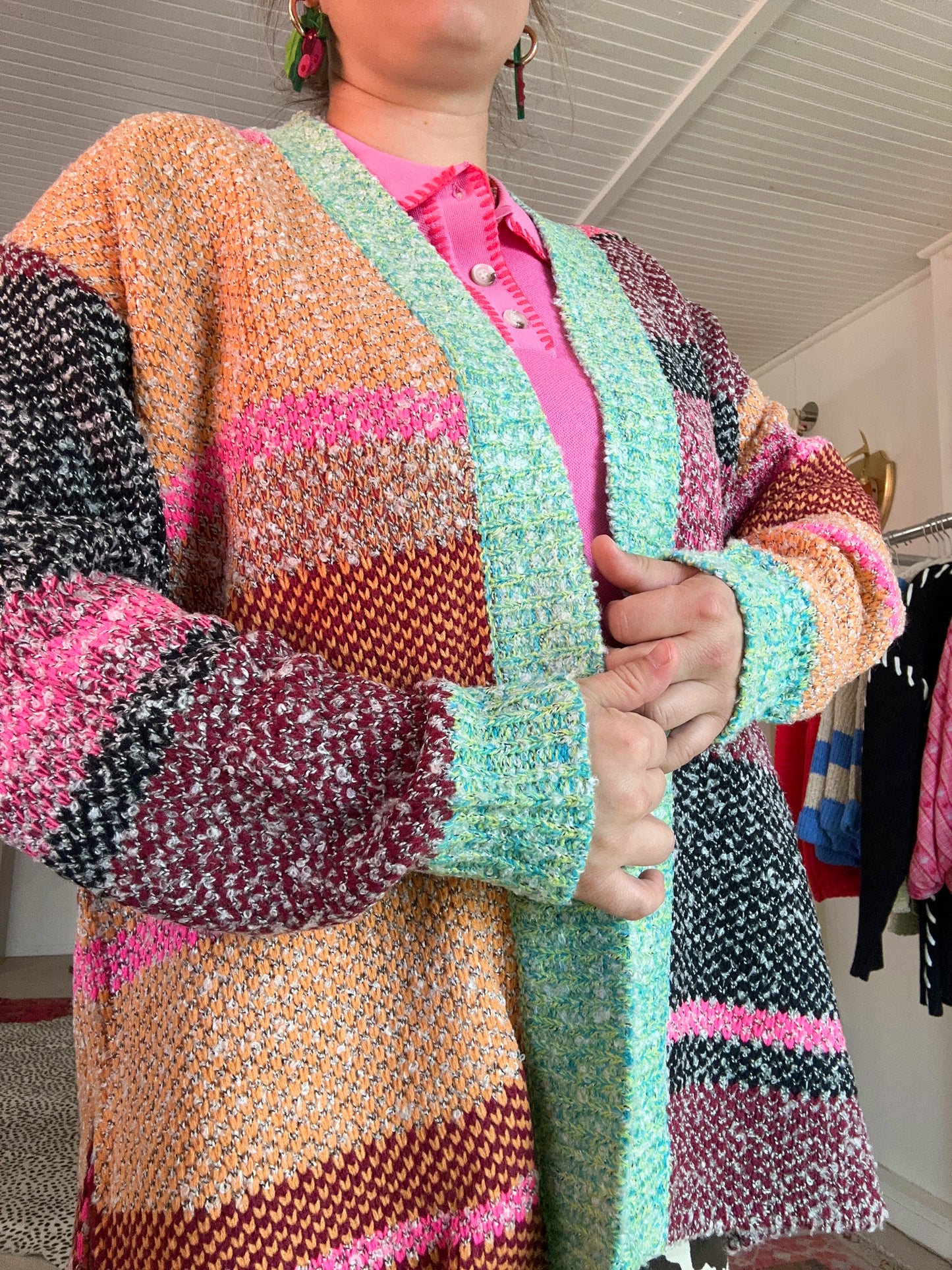 Oversized Color Block Cardigan