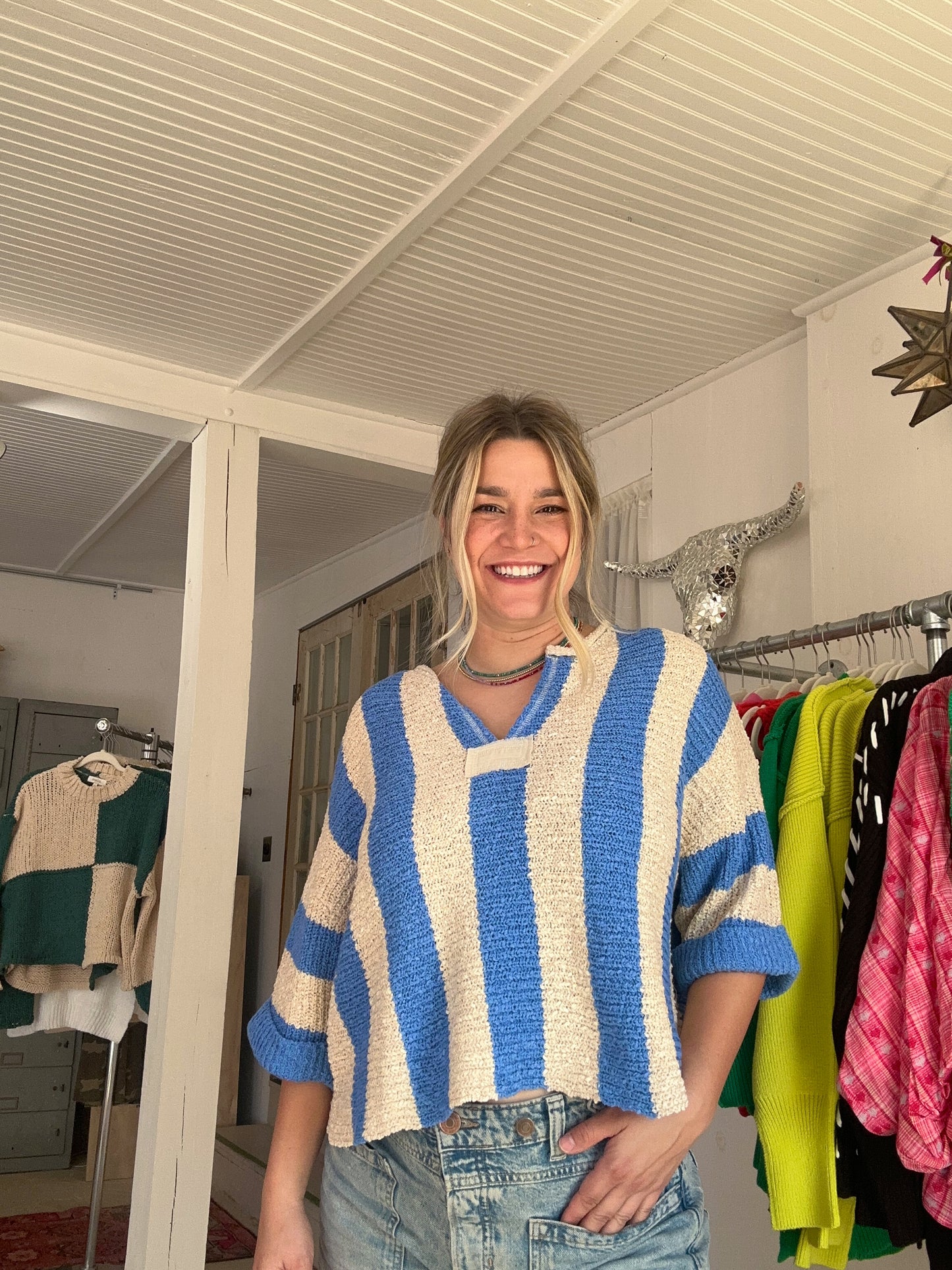 Azure Striped Daze Top