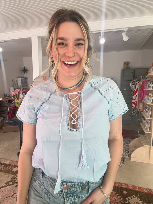 Lace & Tassel Blouse