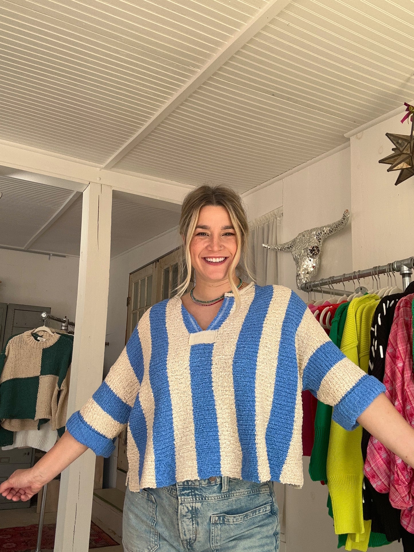 Azure Striped Daze Top