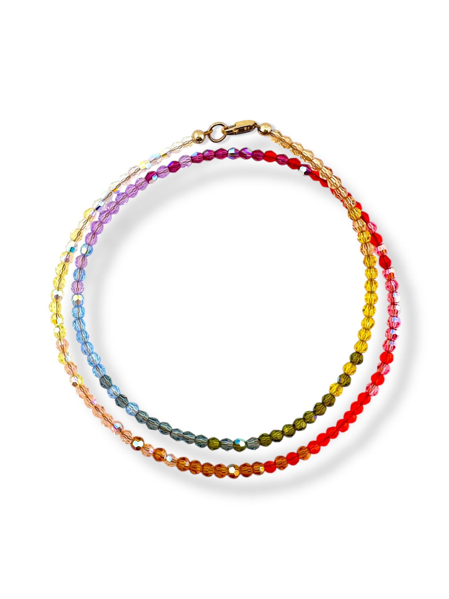 Classic Rainbow Swarovski dainty necklace with Gold Filled findings
