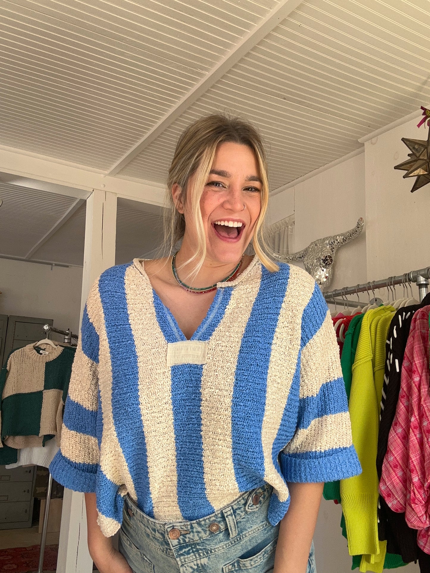 Azure Striped Daze Top