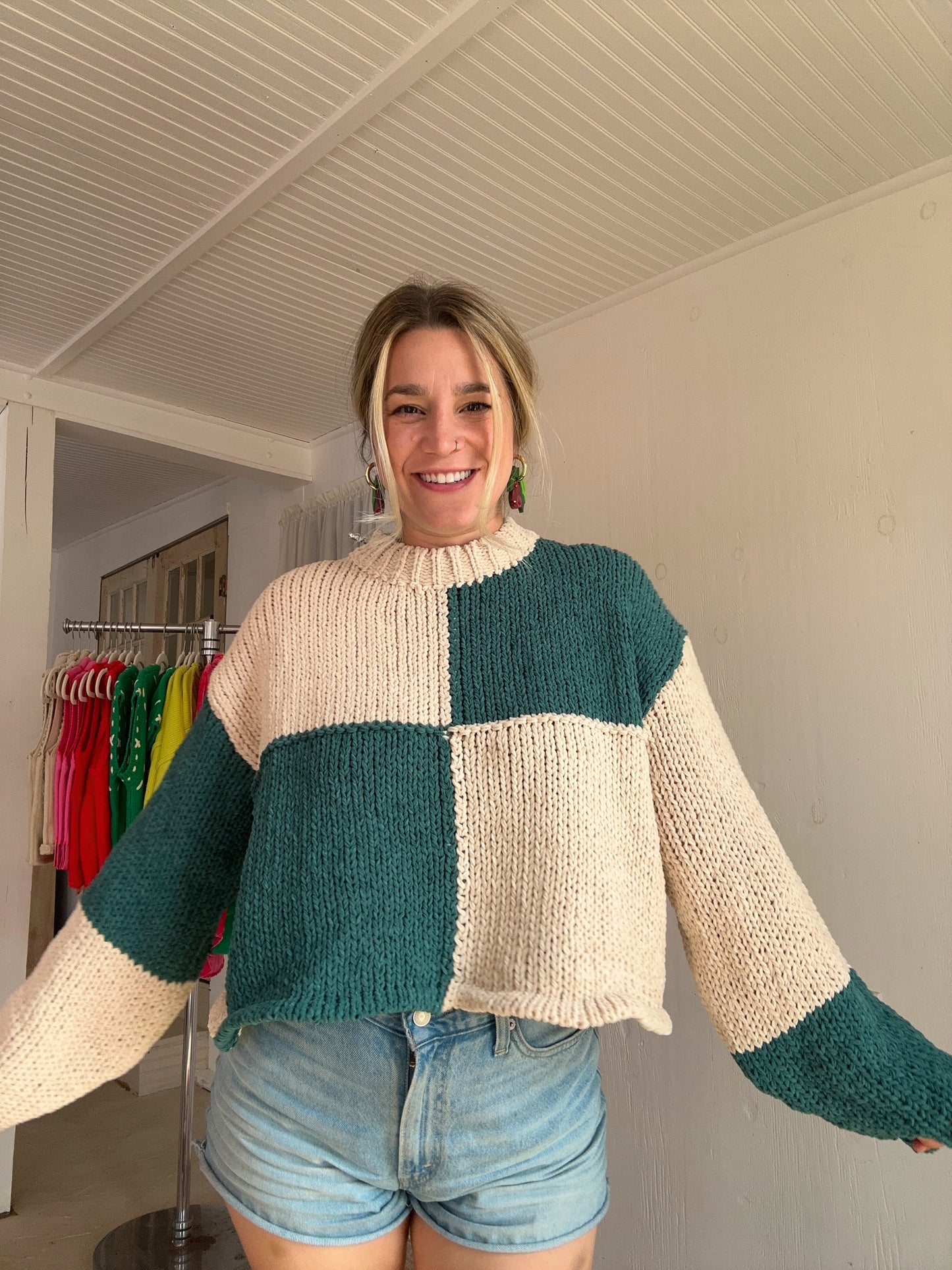 Green Checkered Sweater